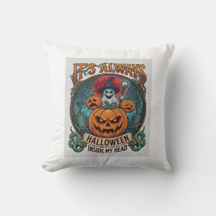 Its Always Halloween Inside Head Pumpkin Ghost Sna Cushion