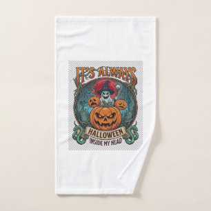Its Always Halloween Inside Head Pumpkin Ghost Sna Hand Towel