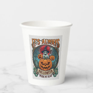 Its Always Halloween Inside Head Pumpkin Ghost Sna Paper Cups