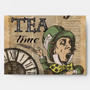 "It's always tea time" Mad Hatter Dictionary Art Envelopes