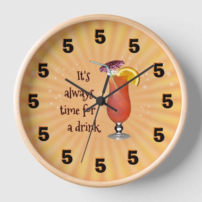 It's always time for a drink ;-) Wall Clock (Front)