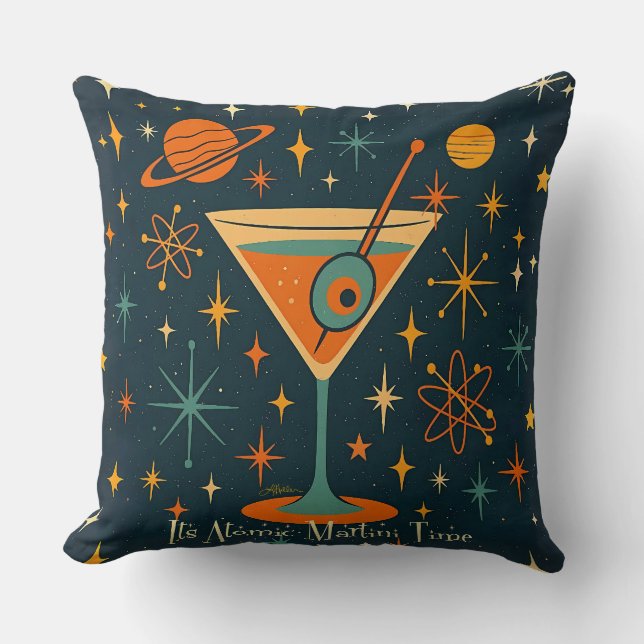Its Atomic Martini Time Cosmic Stars Cushion (Front)