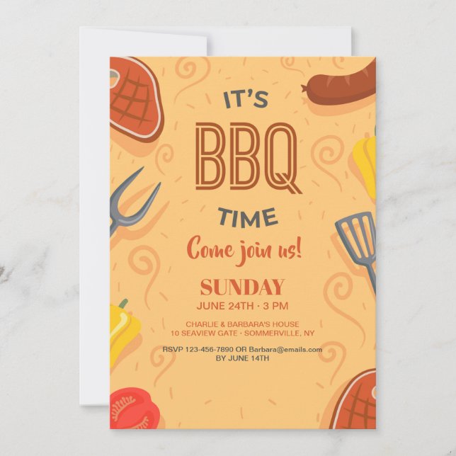 It's BBQ Time Invitation (Front)