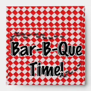 It's BBQ Time! Red Chequered Table Cloth w/Ants Envelope