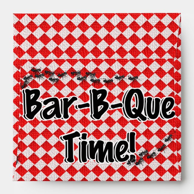 It's BBQ Time! Red Chequered Table Cloth w/Ants Envelope (Back (Top Flap))