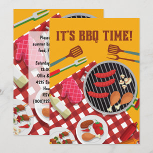It's BBQ Time, Summer Barbecue Cookout Invitation