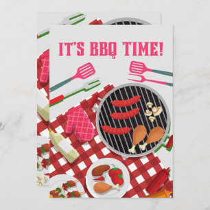It's BBQ Time, Summer Barbecue Cookout Invitation