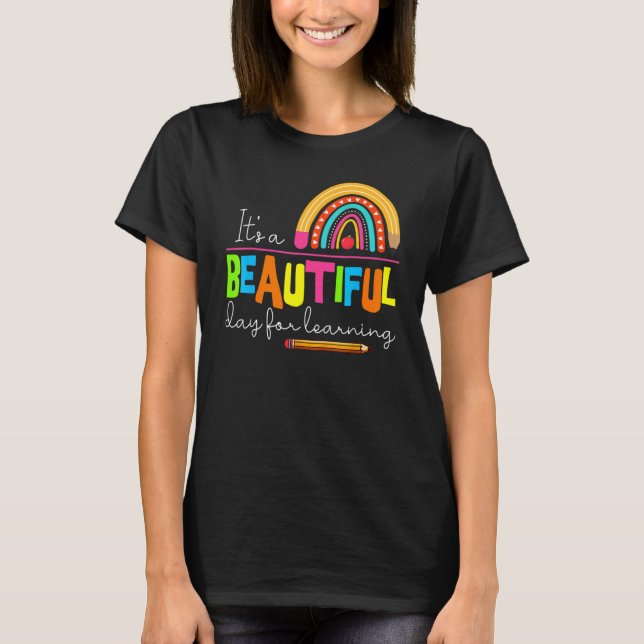 It's Beautiful Day For Learning  Reading Librarian T-Shirt (Front)
