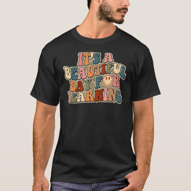 It's Beautiful Day For Learning Retro Teacher Stud T-Shirt (Front)