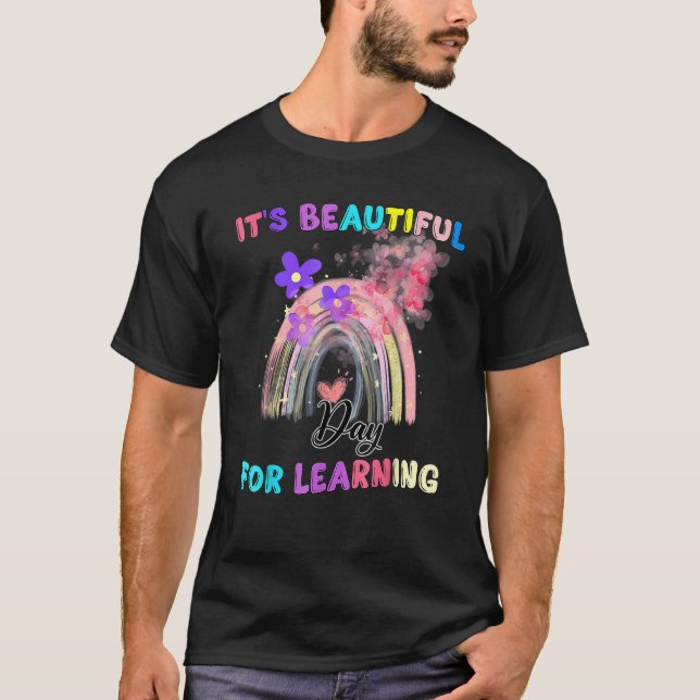 It's Beautiful Day For Learning Retro Teacher Stud T-Shirt (Front)