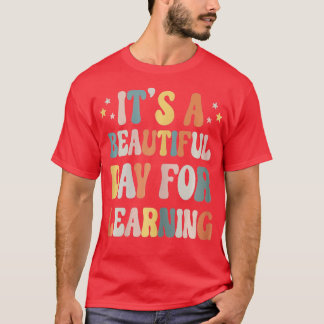 It's Beautiful Day For Learning Retro Teacher Stud T-Shirt