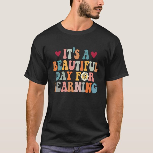 It's Beautiful Day For Learning Retro Teacher Stud T-Shirt (Front)