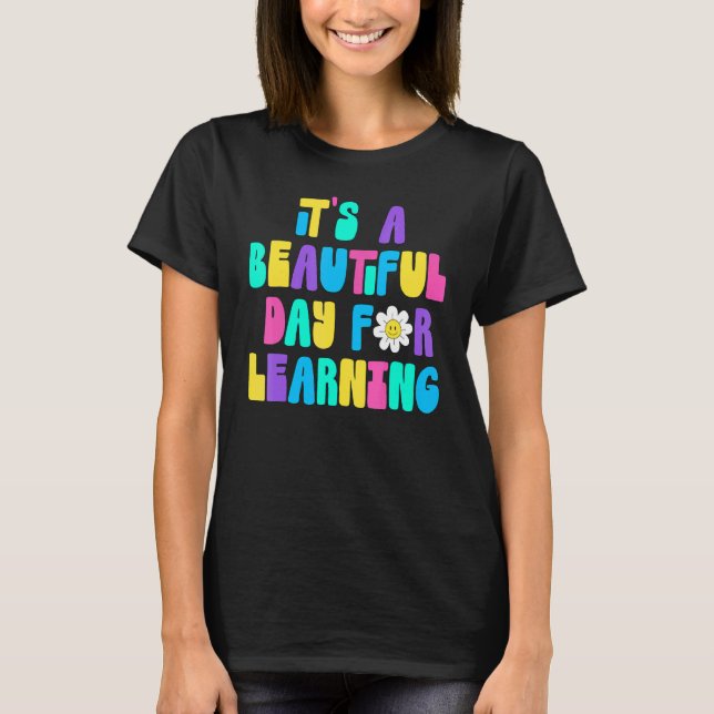 It's Beautiful Day For Learning Retro Teacher Stud T-Shirt (Front)
