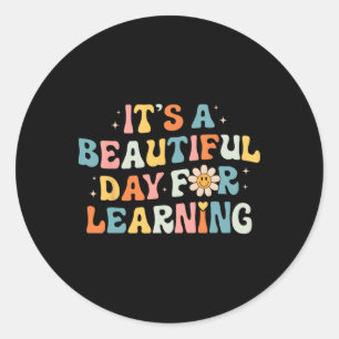 It's Beautiful Day For Learning - Retro Teacher Wo Classic Round Sticker