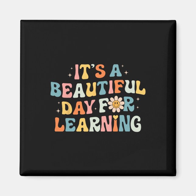 It's Beautiful Day For Learning - Retro Teacher Wo Magnet (Front)