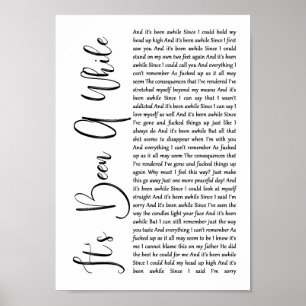 It's Been A While White Script Song Lyric Print