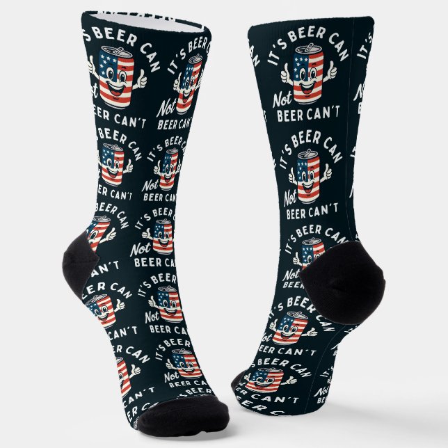 It's Beer Can Not Beer Can't Funny Party Drinking Socks (Angled)