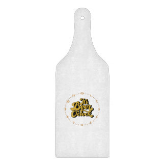 It's Beer O'Clock on a cutting board