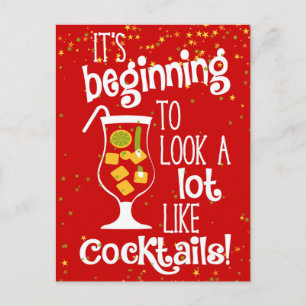 It's Beginning To Look A Lot Like Cocktails Postcard
