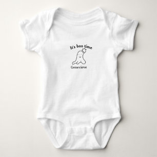 It's boo time name Halloween date time ghost black Baby Bodysuit