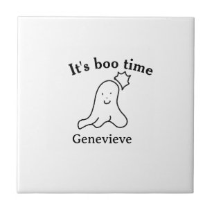 It's boo time name Halloween date time ghost black Ceramic Tile