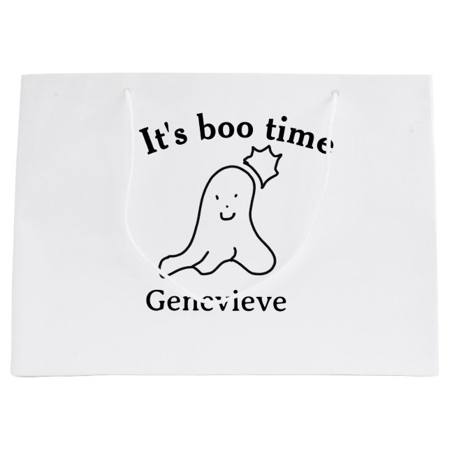 It's boo time name Halloween date time ghost black Large Gift Bag (Front)