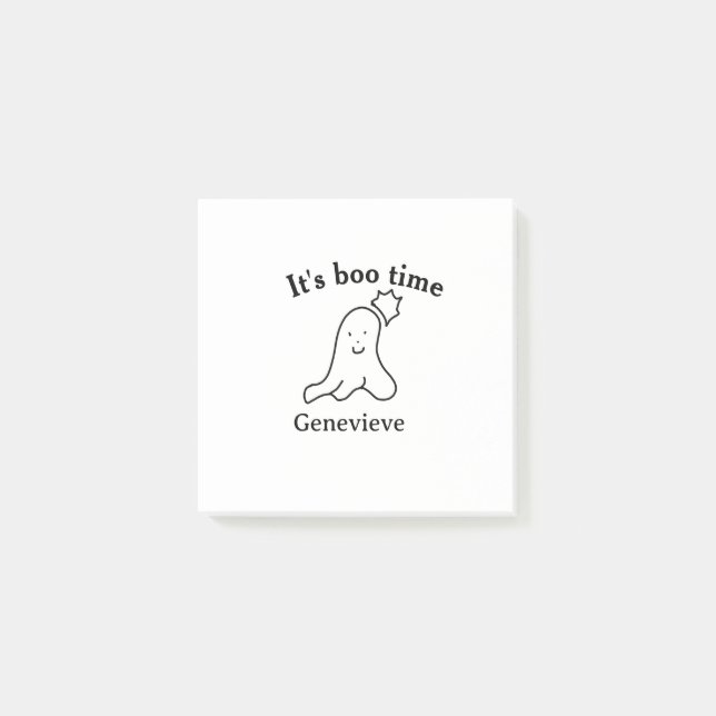 It's boo time name Halloween date time ghost black Post-it Notes (Front)