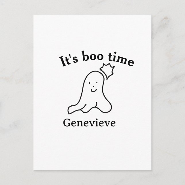 It's boo time name Halloween date time ghost black Postcard (Front)