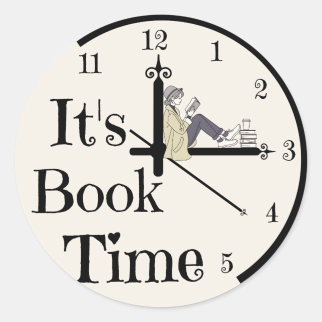 It's Book Time Aesthetic Bookish Reading Lover Classic Round Sticker (Front)