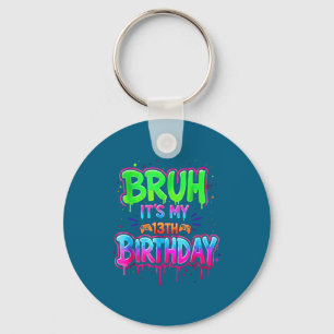 It's Boys Bruh 13th Birthday Gamer Drip Key Ring