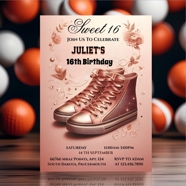 it's Chic Girl Sweet 16 Sneaker Ball 16th Birthday Invitation (Creator Uploaded)