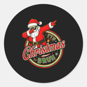 It's Christmas Bruh Dabbing Boy Kids Xmas Christma Classic Round Sticker