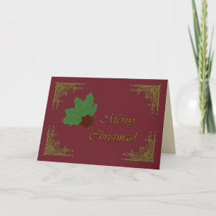 It's Christmas! Go for Baroque! Burgundy Backgrnd Holiday Card