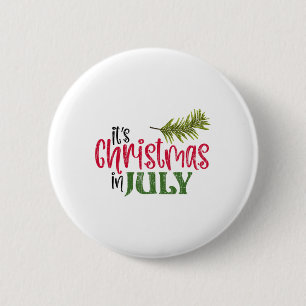 It's Christmas In July Funny Santa Beach Summer Gr 6 Cm Round Badge