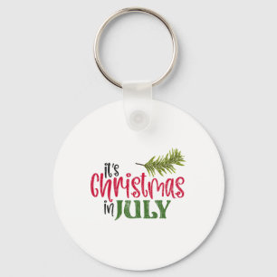 It's Christmas In July Funny Santa Beach Summer Gr Key Ring
