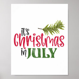 It's Christmas In July Funny Santa Beach Summer Gr Poster