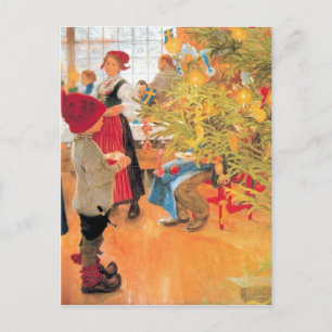 It's Christmas Time Again - Boy Looking at Tree Holiday Postcard
