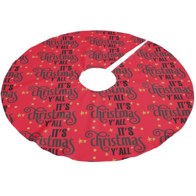 It's Christmas Y'All Word Art Brushed Polyester Tree Skirt (Angled)