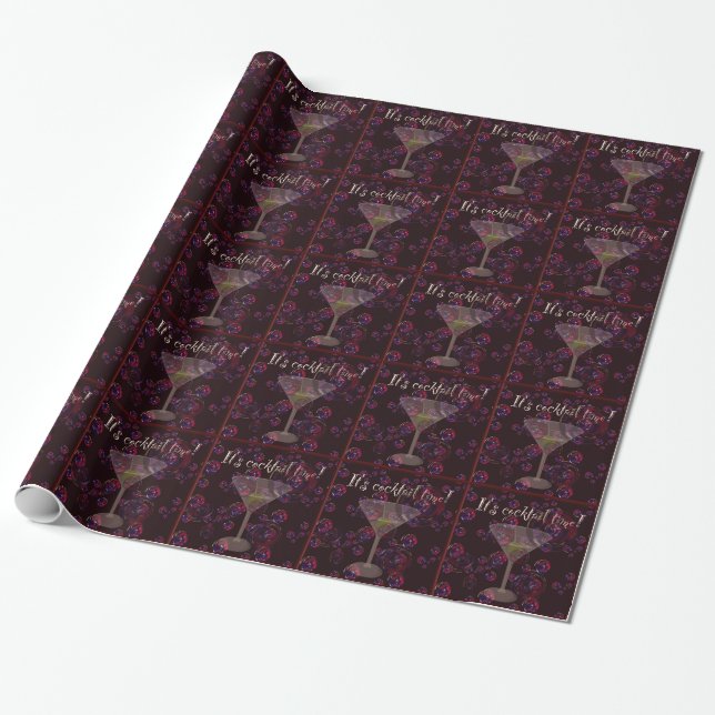 It's cocktail time, fun martini bubbles pattern wrapping paper (Unrolled)