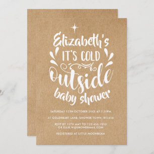 Its Cold Outside Baby Shower/Sprinkle Rustic Kraft Invitation