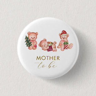 It's Cold Outside Bear Mother To Be Baby Shower  3 Cm Round Badge