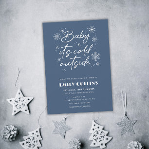 It's cold outside blue baby shower invitation