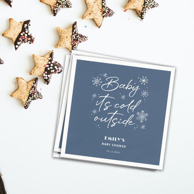 It's cold outside blue baby shower napkin (Creator Uploaded)