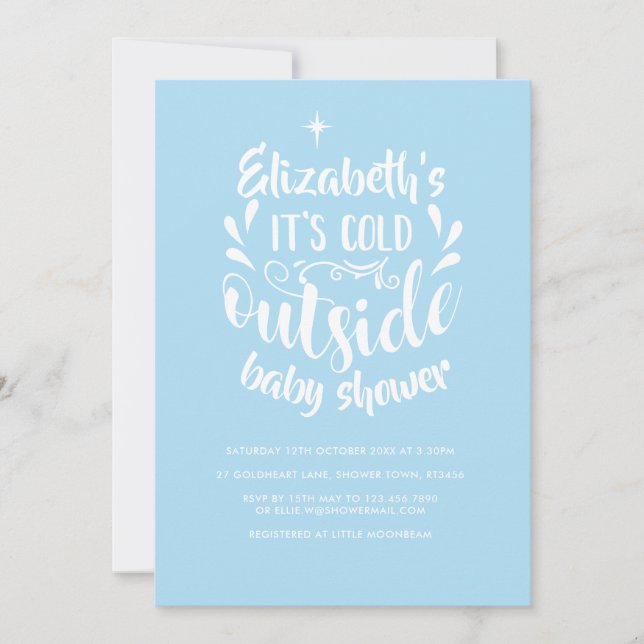 Its Cold Outside Blue Baby Shower / Sprinkle Invitation (Front)