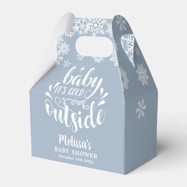 It's Cold Outside Blue Boy Winter Baby Shower Favour Box (Front Side)