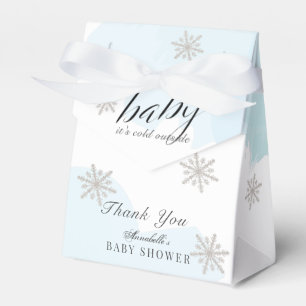 It's Cold Outside Blue Watercolor Baby Shower Favour Box