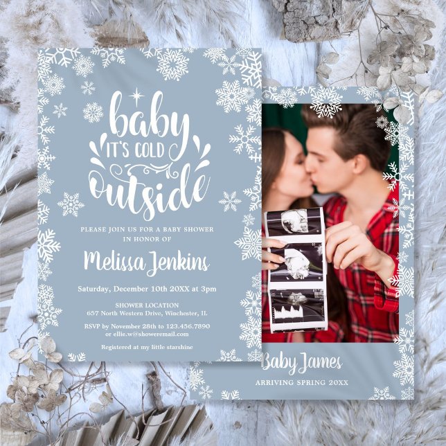 It's Cold Outside Boy Photo Winter Baby Shower Invitation (It's Cold Outside Boy Photo Winter Baby Shower Invitation)