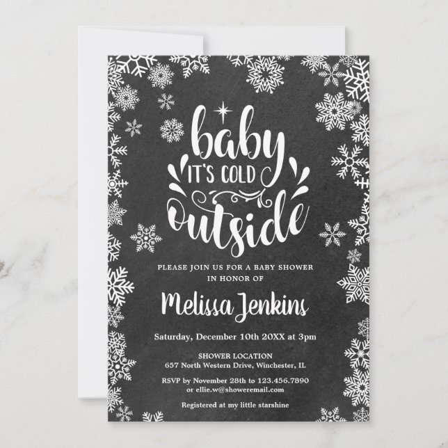 It's Cold Outside Chalkboard Winter Baby Shower Invitation (Front)