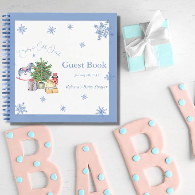 It's Cold Outside Christmas Blue Baby Shower Guest Notebook (Creator Uploaded)