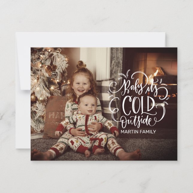 It's Cold Outside Christmas Classic Round Sticker Card (Front)